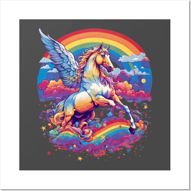 Rainbow Pegasus 70s Wall Art by 3vaN